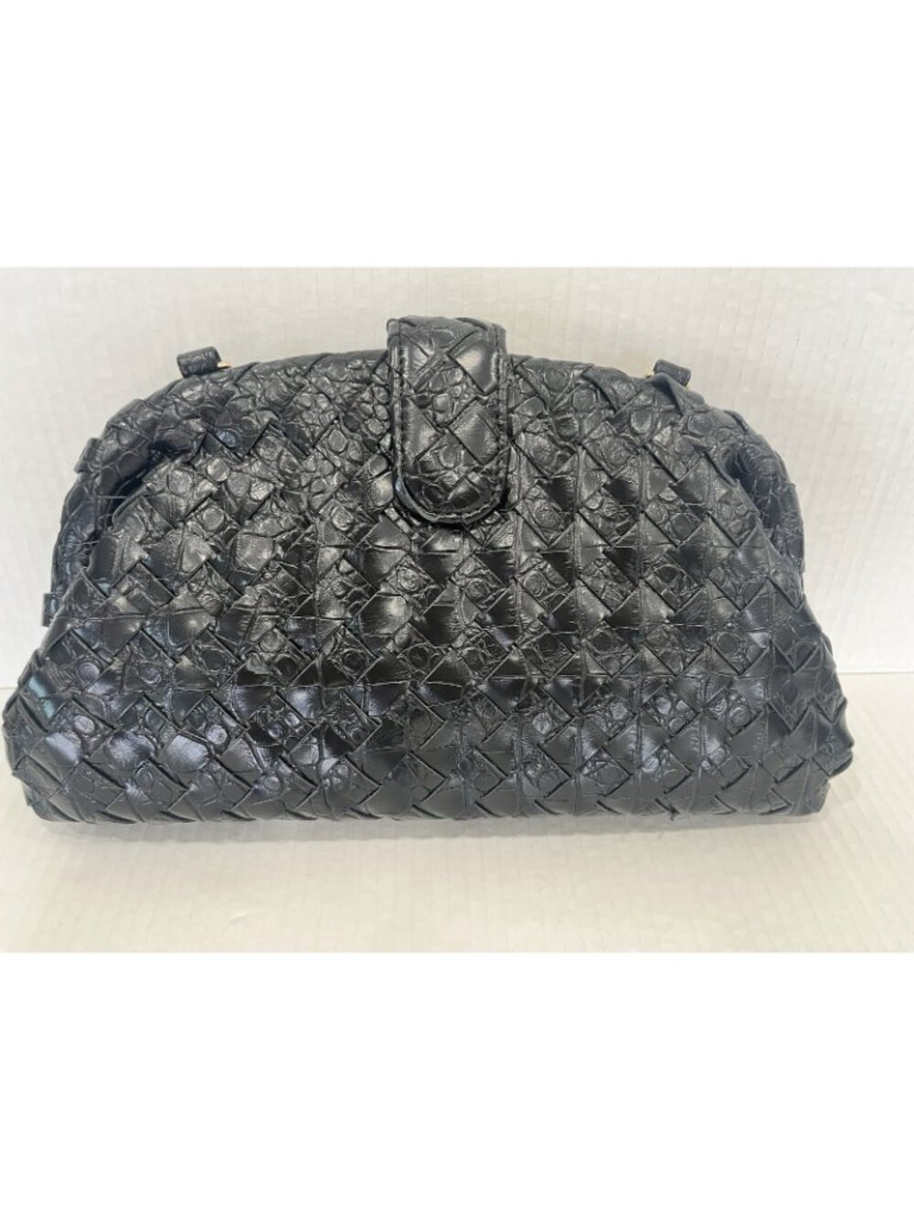 Nordstrom $80 Moda Luxe GiGi Crossbody Bag Woven Black Vegan Soft Leather Clutch - Picture 10 of 16